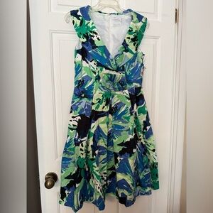 Calvin Klein Sz 6 Floral Portrait Neckline Dress Fit Flare NWT Cocktail Feminine